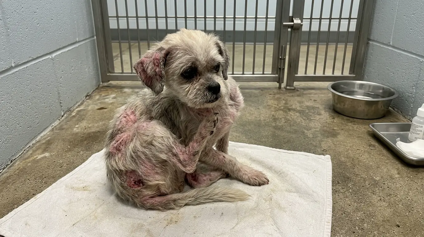 Benny Barely Looks Like the Dog He Used to Be—and His Skin Still Won’t Let Him Rest