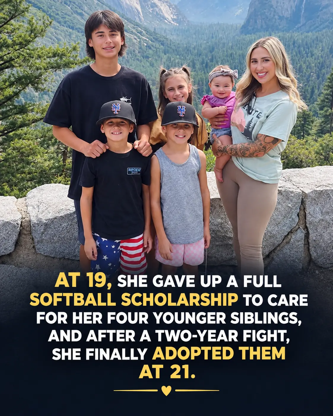 At 19, She Gave Up a Full Softball Scholarship to Adopt Her Four Younger Siblings