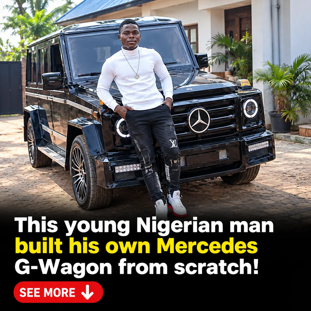 Nigerian Teen Spends Three Years Building His Own Drivable Mercedes G-Wagon-Inspired Car