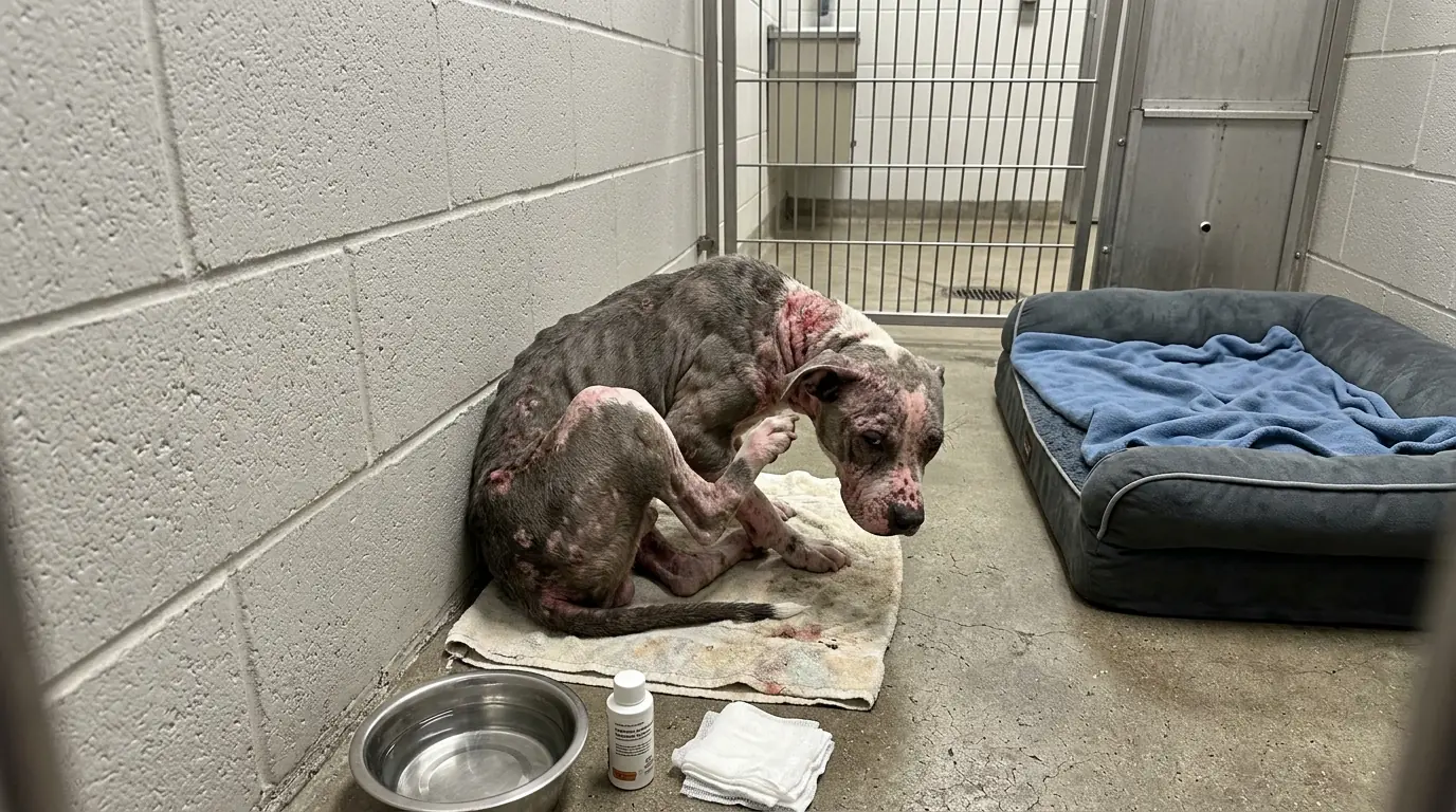 Roxy Has Barely Any Fur Left—And Even Trying to Scratch Her Damaged Skin Makes Her Stop