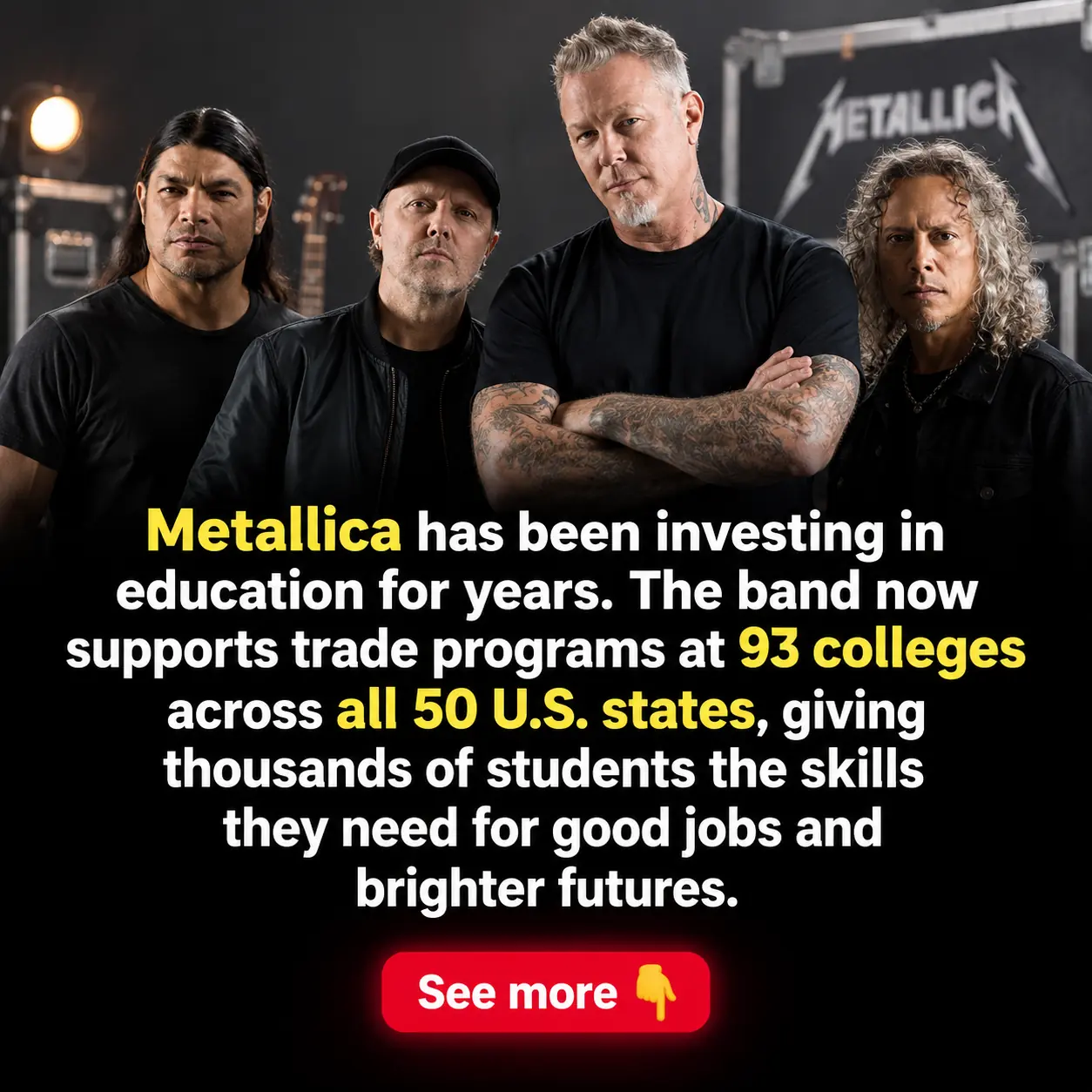 Metallica Has Invested $17 Million to Help 15,000 Students Build Careers Through Trade Schools