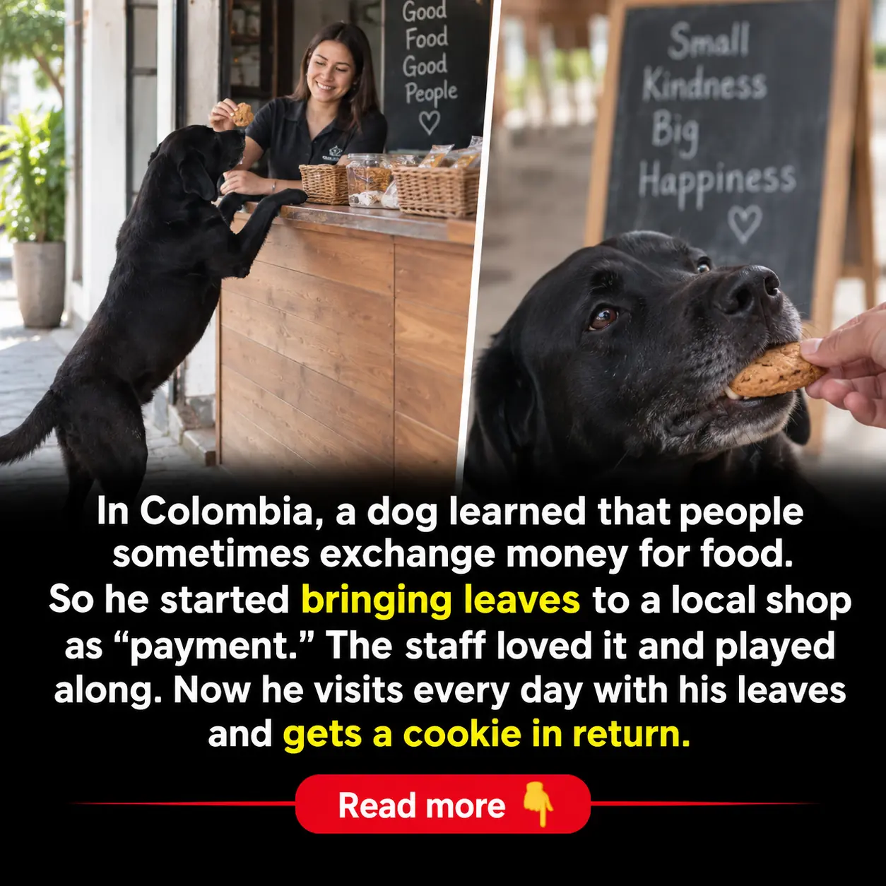 Clever Dog Learns to “Buy” Cookies With Leaves After Watching Students Use Money