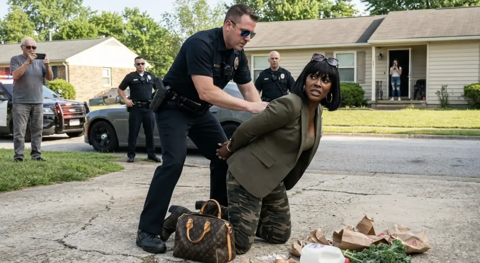 Cops Tackled a Woman Outside Her Own Home — Then One Officer Finally Read the ID Beside Her Handbag