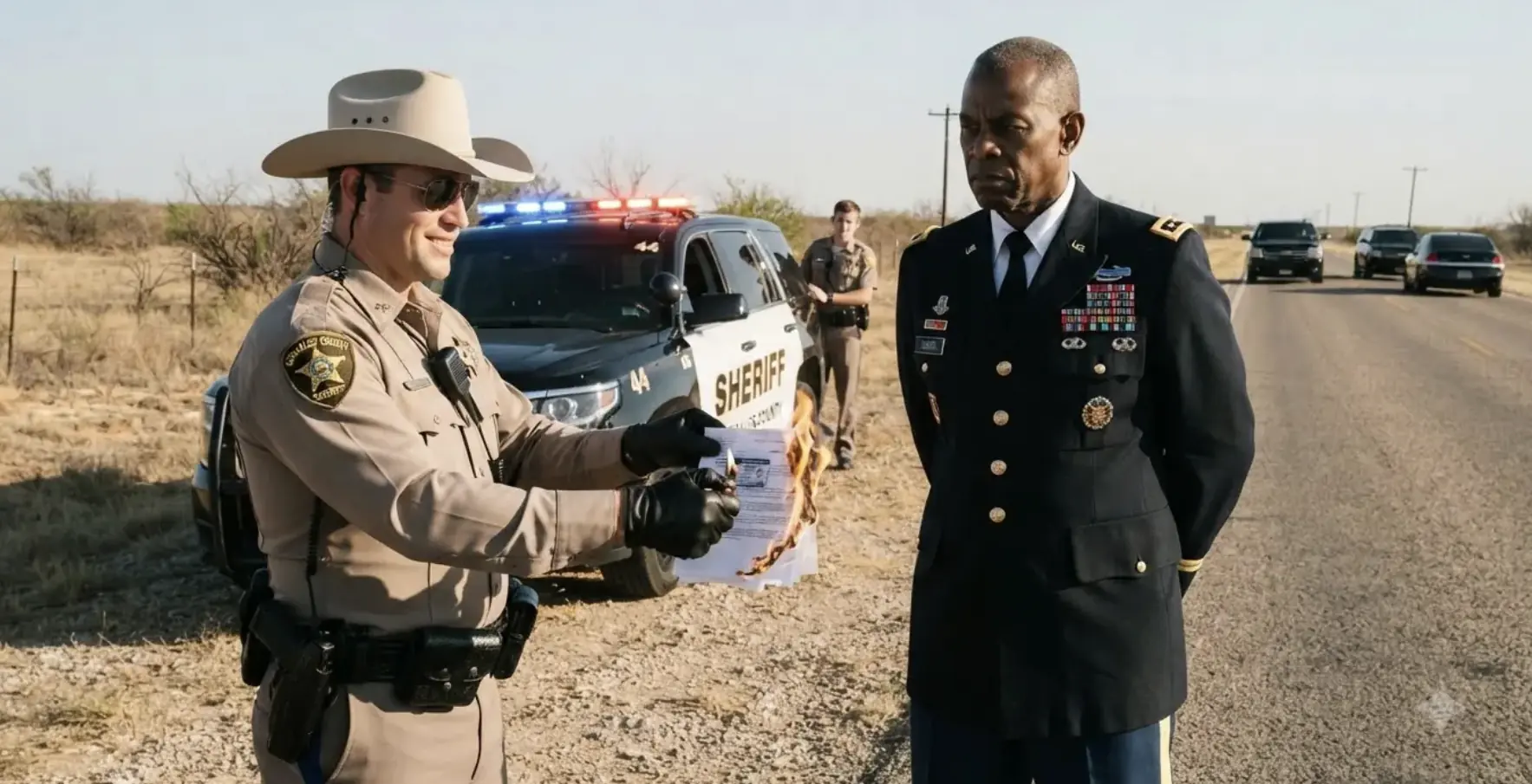 A Texas Deputy Burned a Federal Director’s Credentials — Nine Minutes Later, a Federal Convoy Sealed the Highway