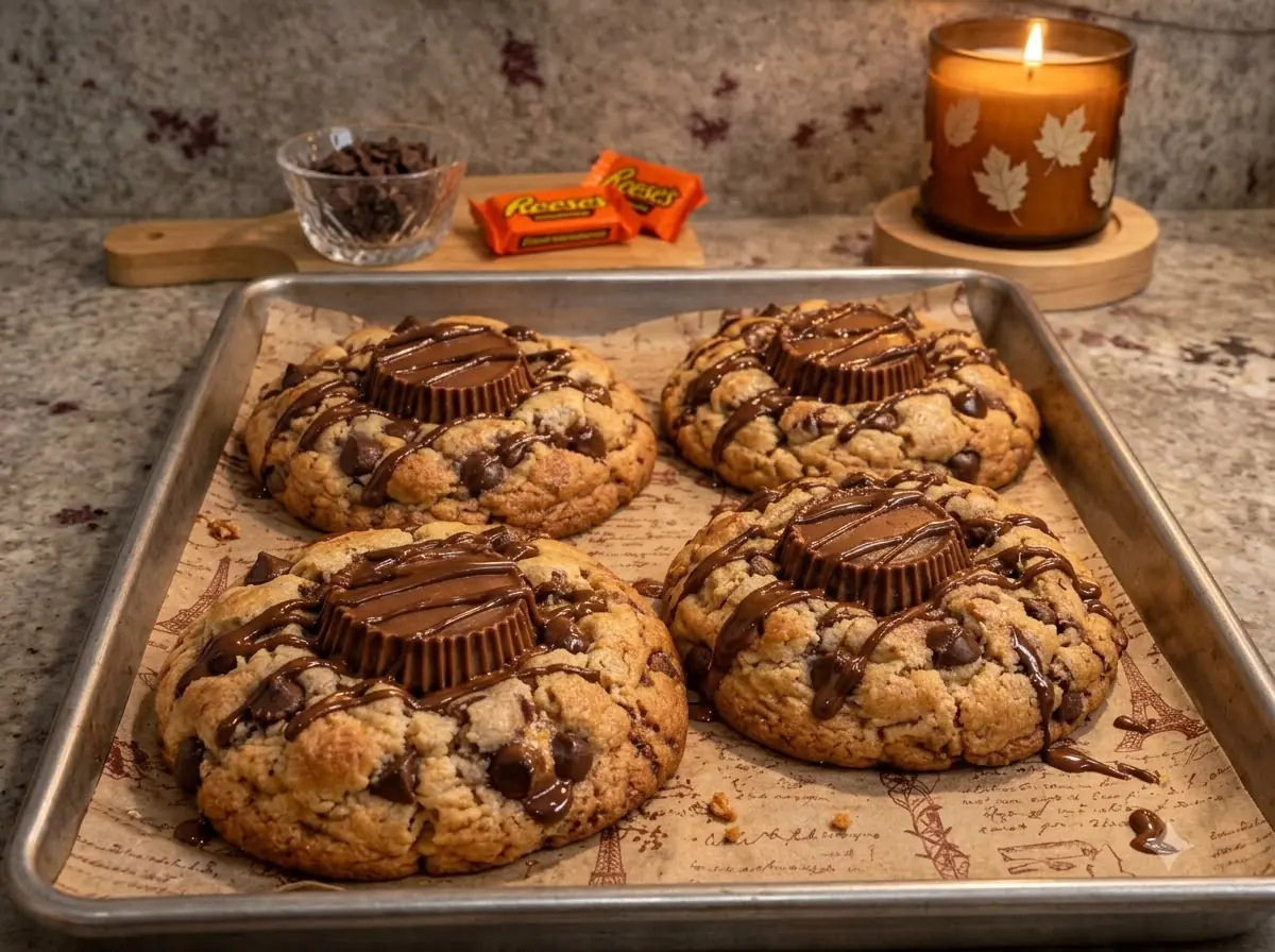 Reese’s Stuffed Chocolate Chip Cookies – Thick, Gooey & Loaded with Peanut Butter
