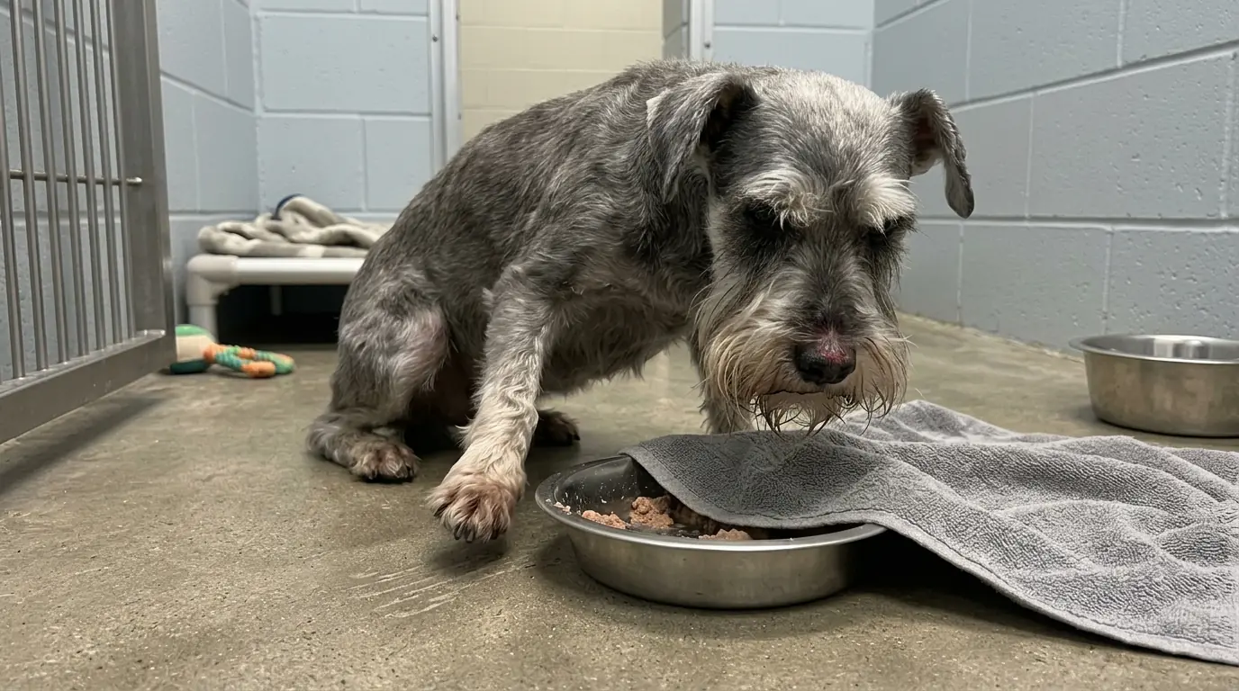 Winston Keeps Trying to Bury the Food He Can’t Finish—Until His Nose Turns Red Against the Concrete