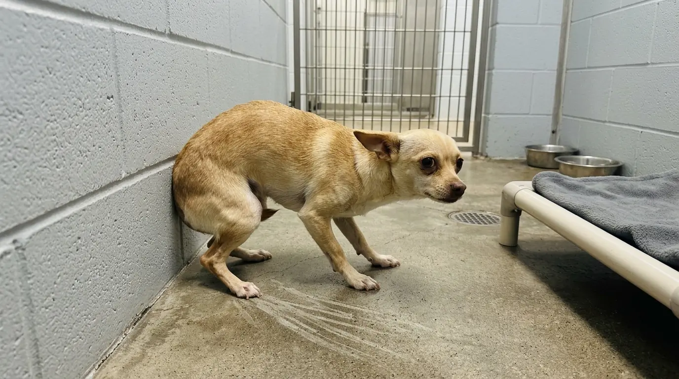 Coco Walks Backward Every Time the Kennel Gets Loud—Then Keeps Trying Even After She Hits the Wall