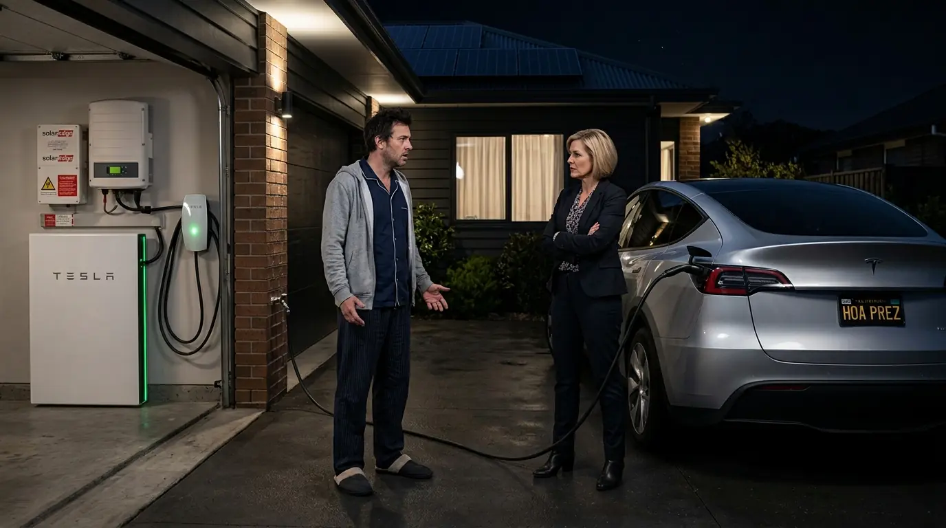 HOA Karen Kept Plugging Tesla Into My Solar Grid — So I Set the Voltage to Maximum and Watched