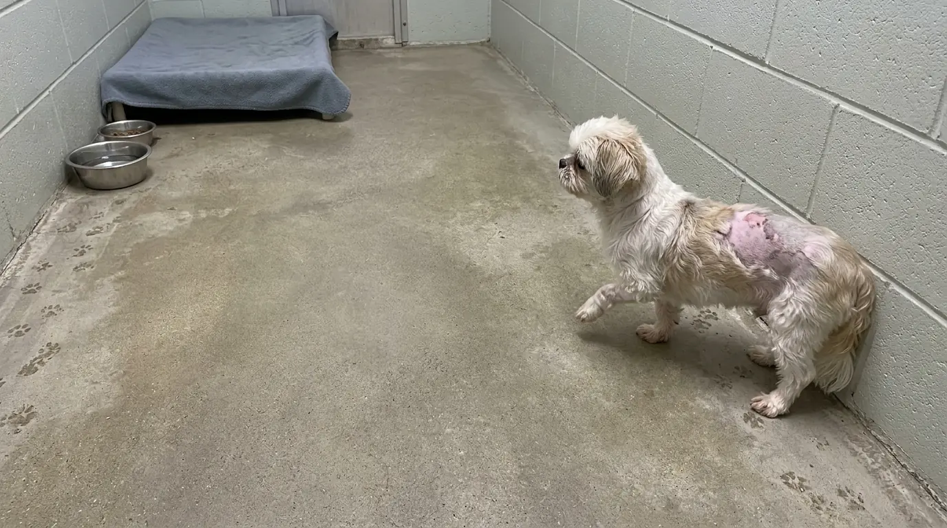 Mochi Won’t Cross the Middle of Her Kennel—Even After Her Burns Have Healed, She Still Hugs Every Wall