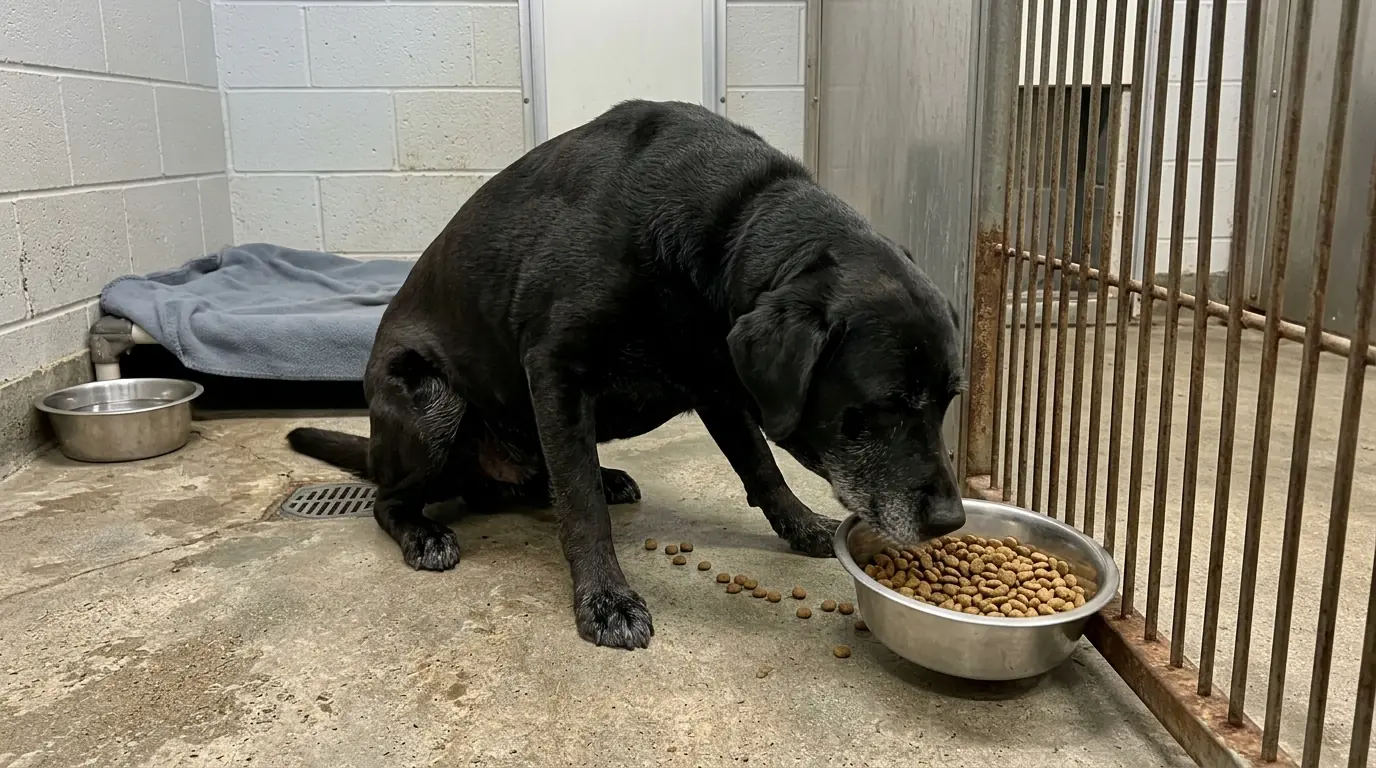 Koda Has Stopped Eating—Now the Former Service Dog Pushes Every Bowl Away and Hides His Face in the Corner