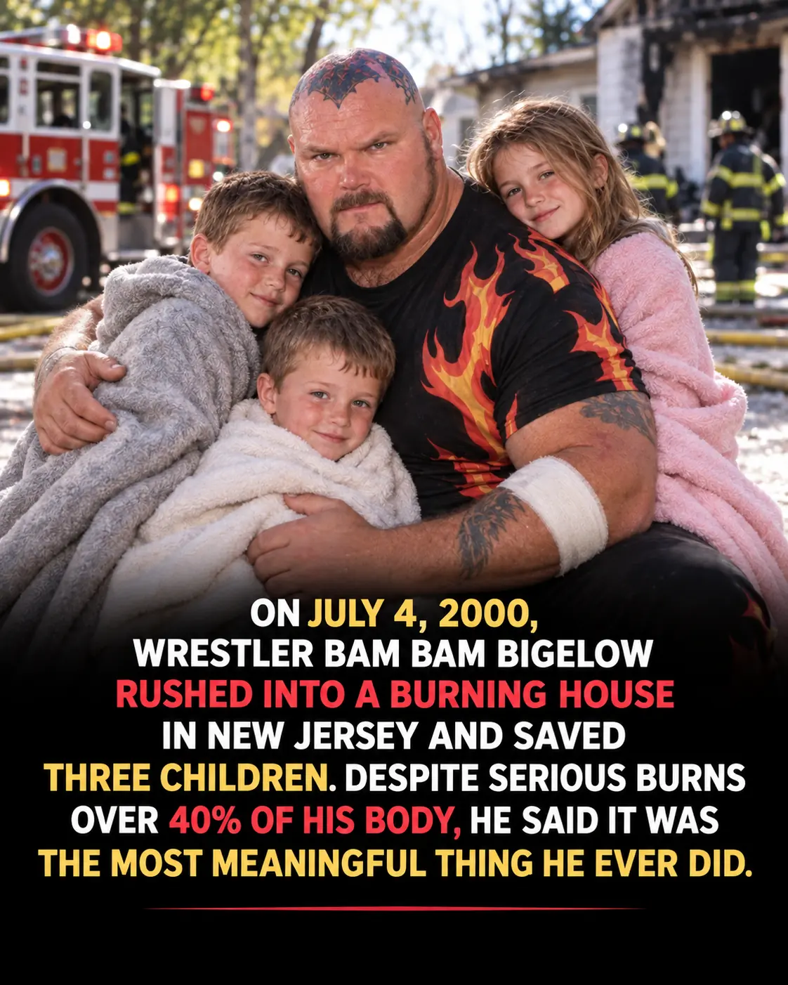 Wrestling’s “Bam Bam” Bigelow Ran Into a Burning House to Save 3 Children—Suffering Severe Burns in the Rescue