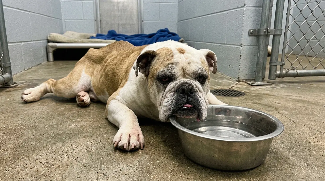 Otis Keeps Falling Asleep at His Water Bowl—He’s So Weak His Head Drops Before He Can Finish Drinking
