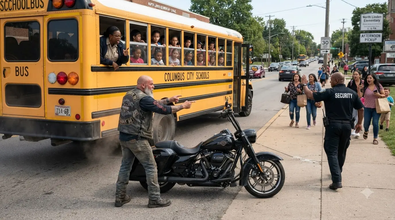 Parents Screamed When a Biker Blocked a School Bus — Then One Lug Nut Hit the Pavement