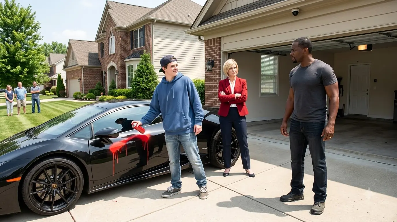 HOA President’s Spoiled Son Vandalized a Homeowner’s Lamborghini — Then He Looked Up at the Garage Camera