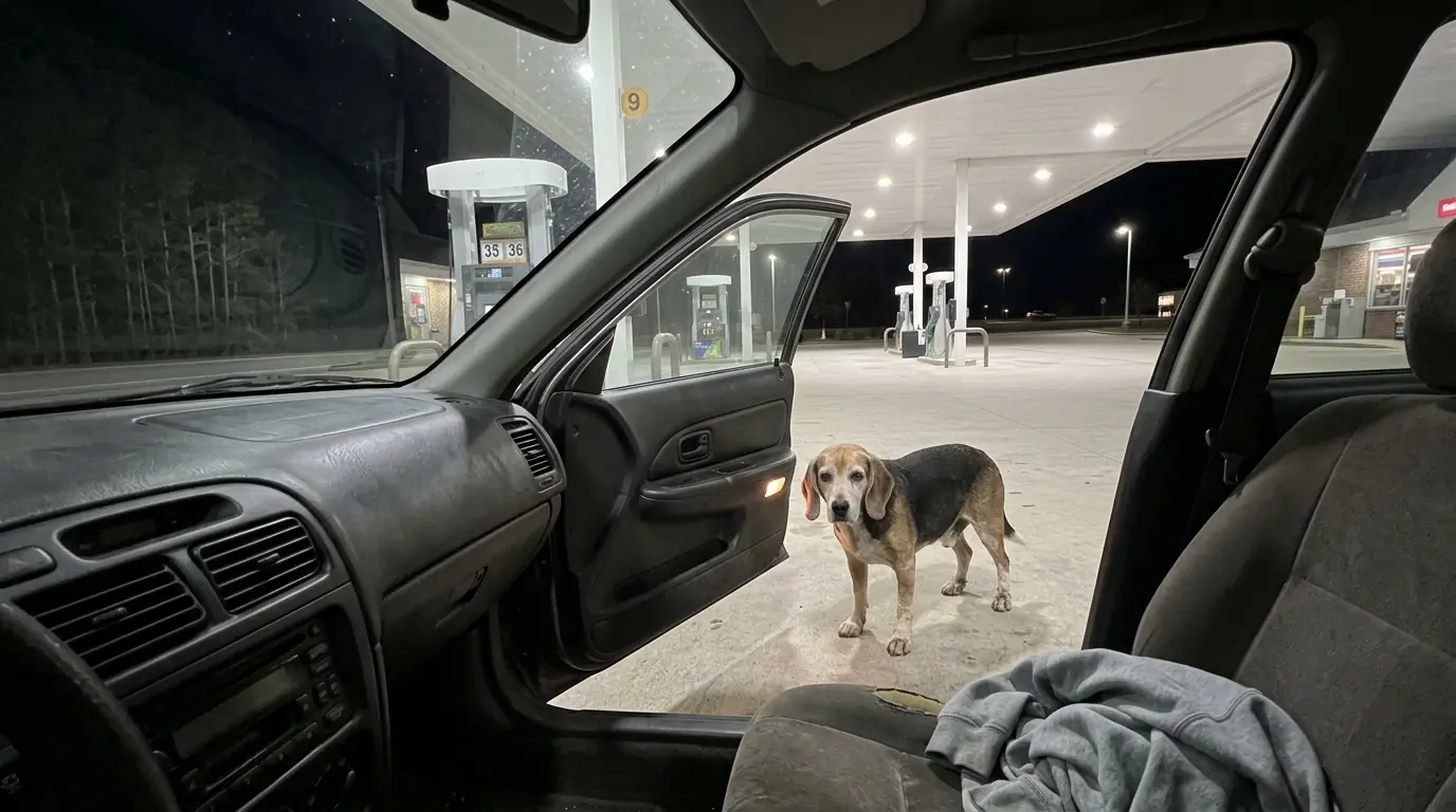 The Beagle Appeared Beside My Car at an Empty Gas Station—Then I Realized He Wasn’t Walking Away