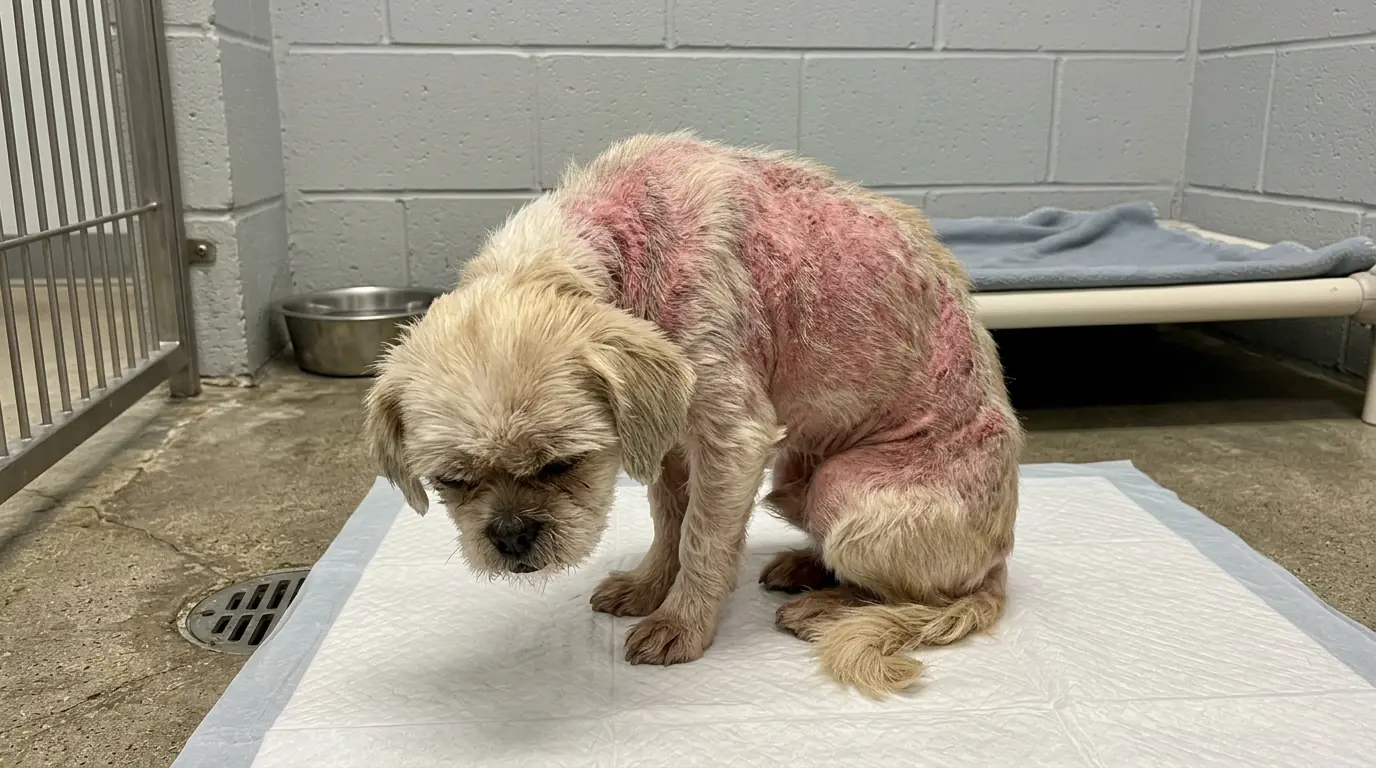Peanut’s Skin Is So Raw He Can’t Curl Up to Sleep—Every Time He Lies Down, the Pain Makes Him Sit Back Up