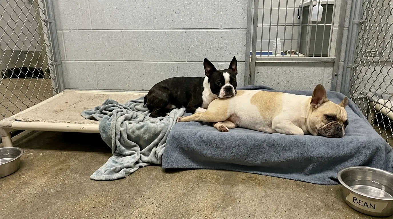 Pickle Has His Own Bed — But Every Time Bean’s Injured Legs Start Shaking, He Moves Closer