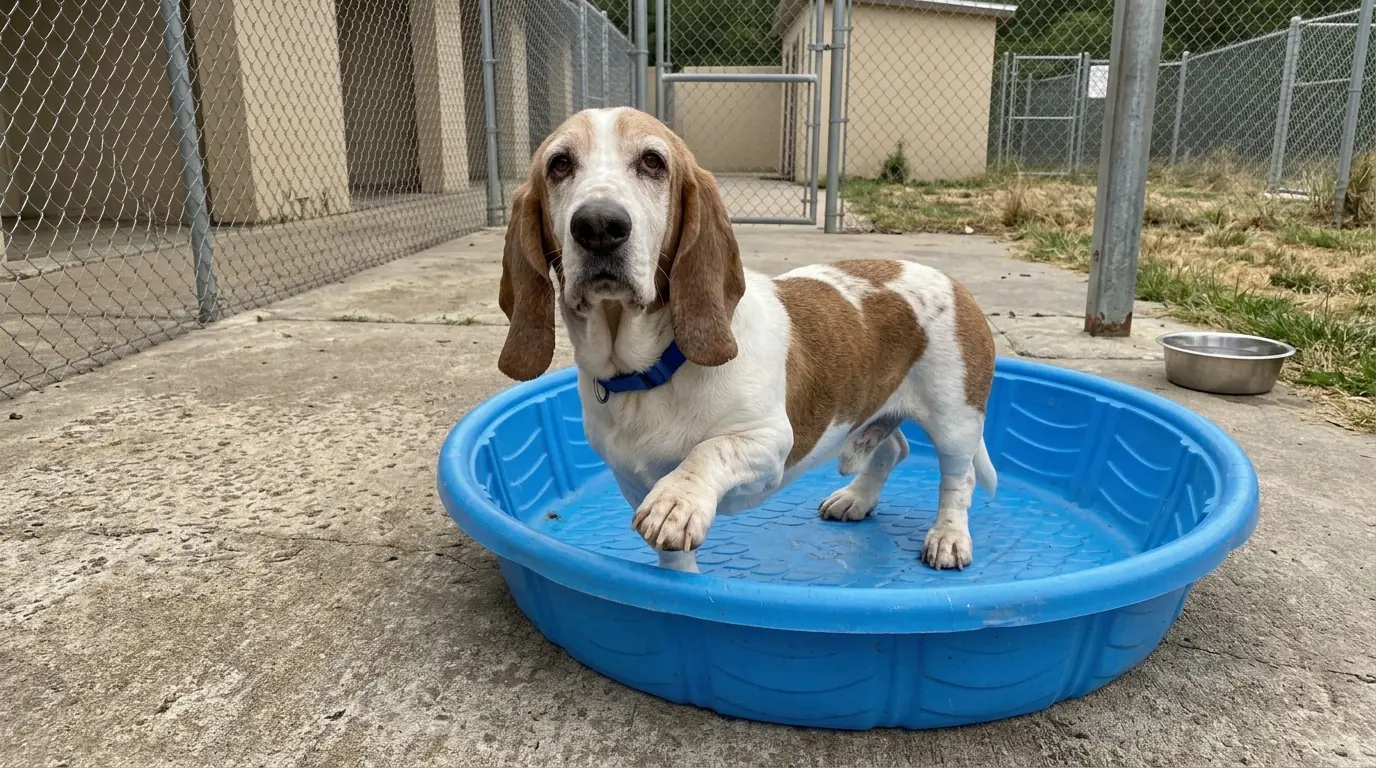 Walter Keeps Walking Into the Empty Kiddie Pool—Then Seems to Forget How to Get Back Out
