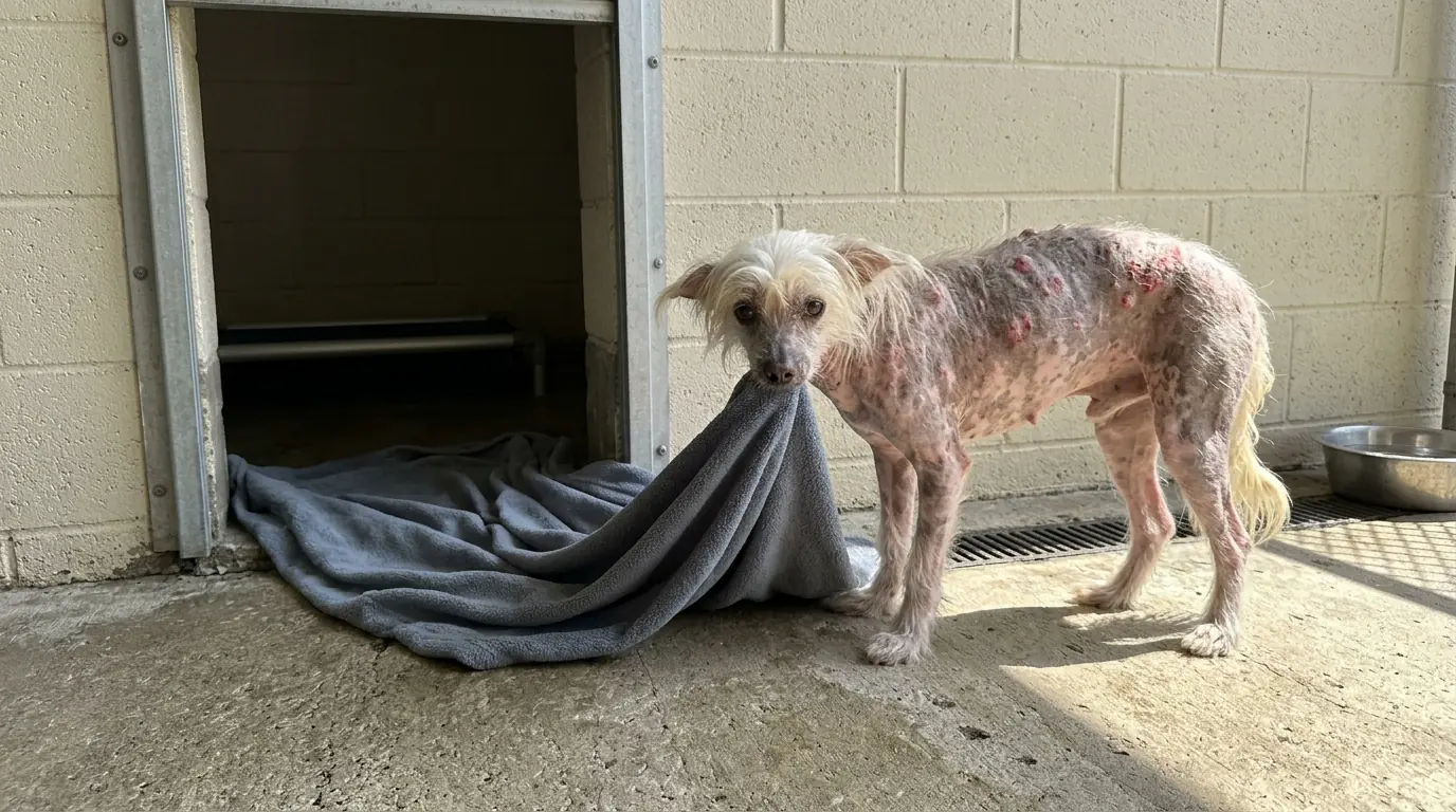 Poppy Keeps Dragging Her Bed Into the Sun—Her Nearly Hairless Body Won’t Stop Shivering Anywhere Else