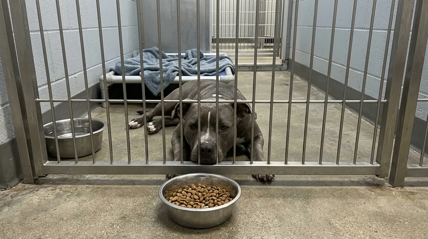 Daisy Barely Eats Anymore — Instead, She Keeps Pushing Her Food Bowl Outside the Kennel