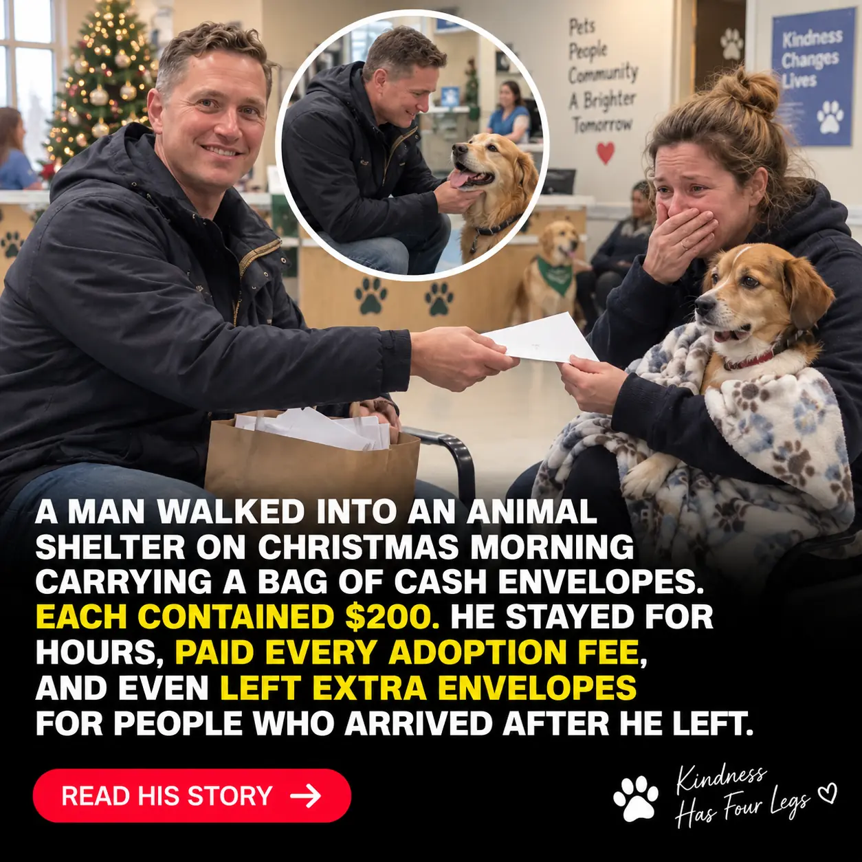 Anonymous Stranger Spends Christmas Morning Paying Emergency Vet Bills for Families in Need