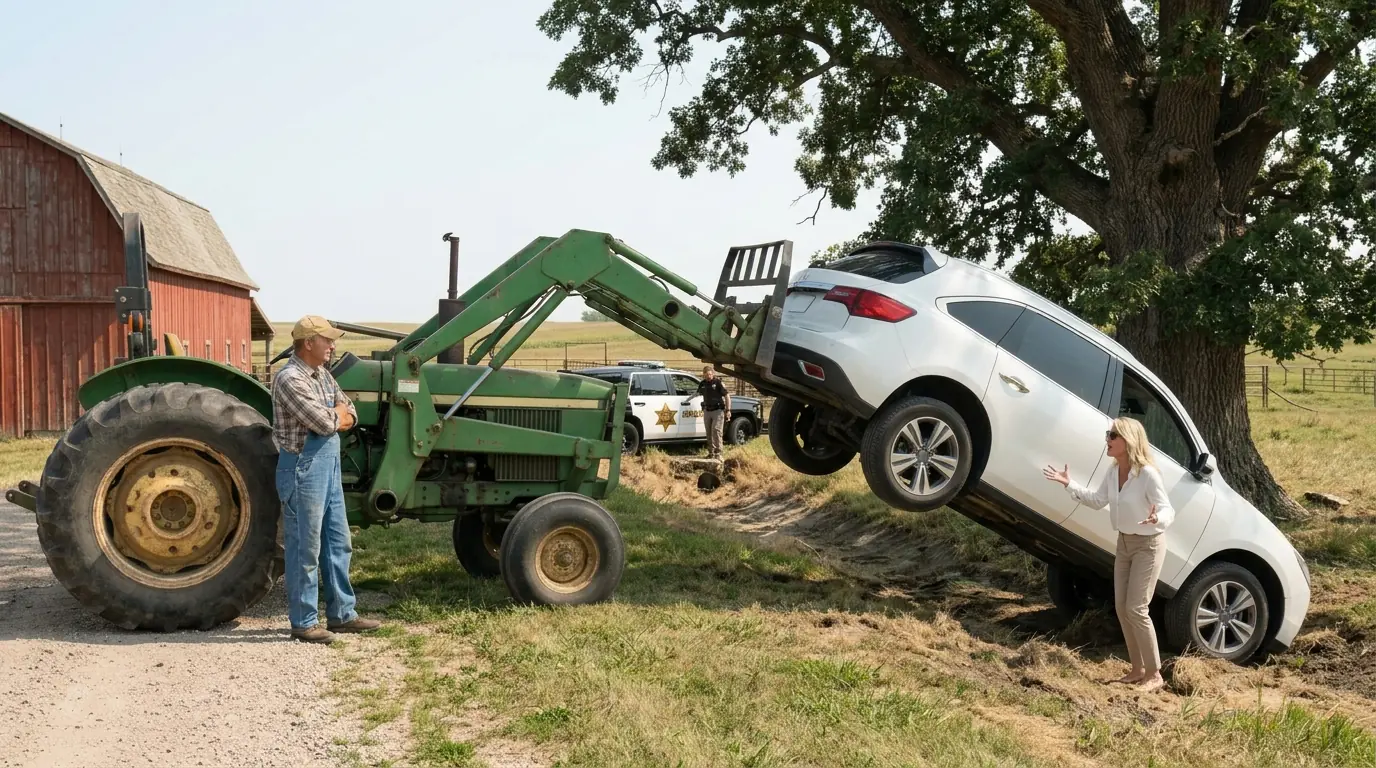 HOA President Kept Parking Her SUV on His Farm Road — Then She Returned to Find It Hanging Beneath an Oak