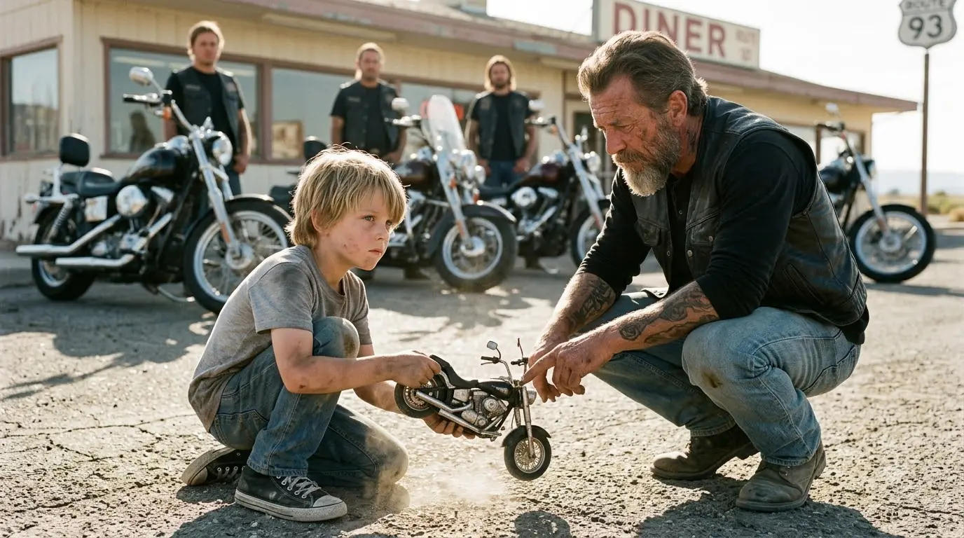 Bikers Laughed at a Little Boy’s Toy Motorcycle — Then They Saw the Name Engraved Beneath the Tank