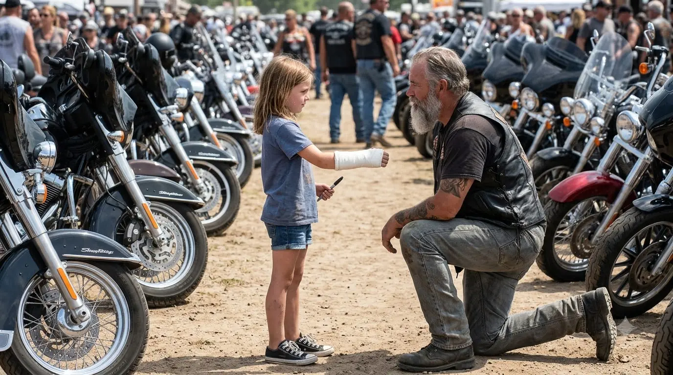 The Little Girl Asked Six Bikers to Sign Her Cast — Then One Man Read the First Letters and Looked Toward Motel Room 18