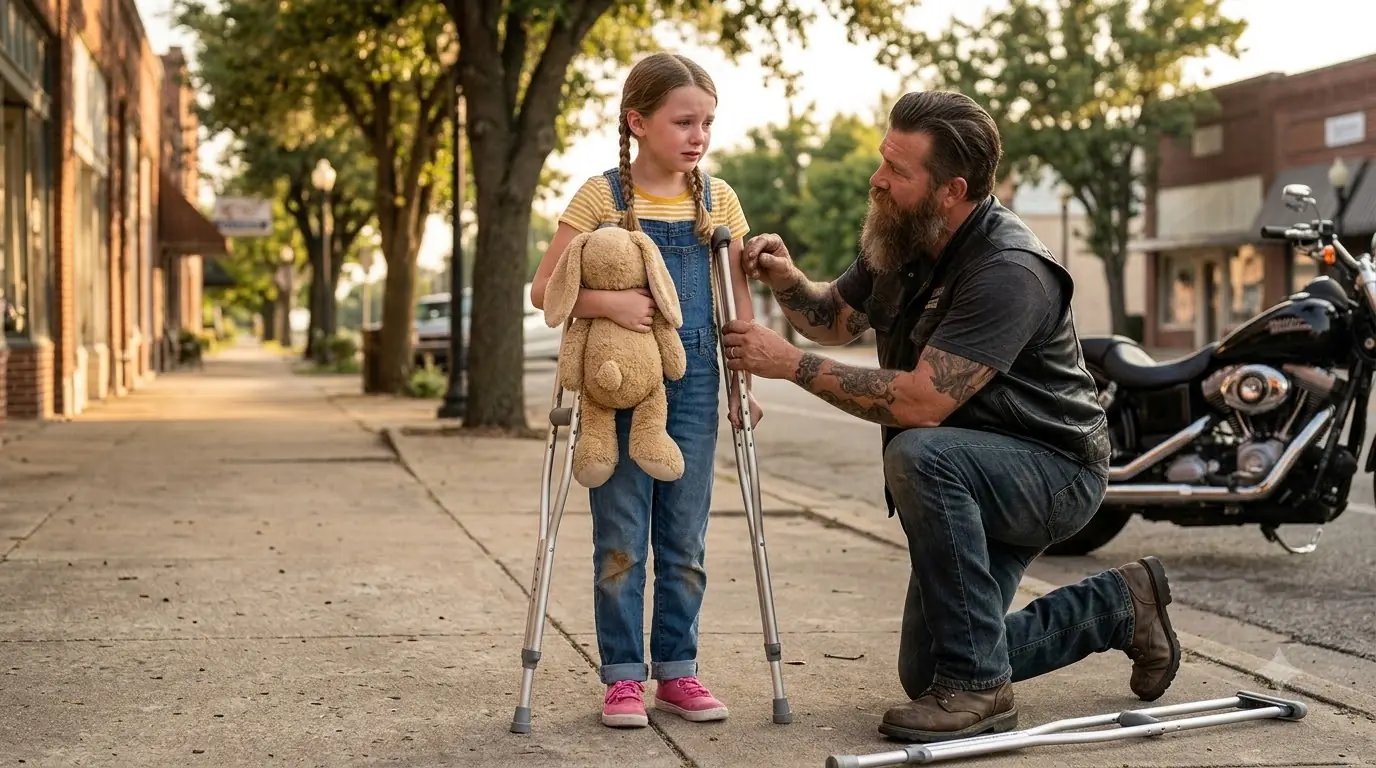 A Teen Knocked a Little Girl Off Her Crutches — Then the Biker Beside Her Asked for One Simple Thing