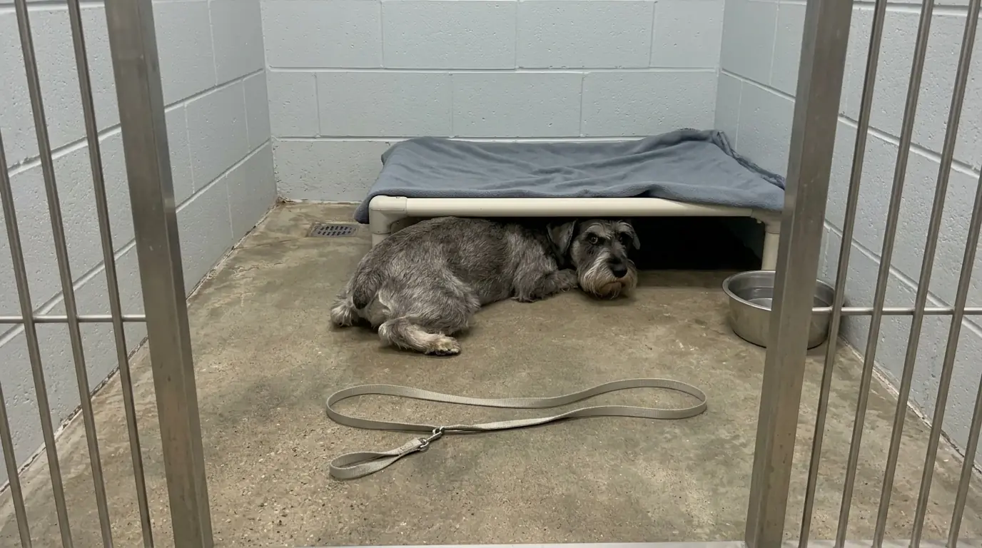 Nico Panics When a Leash Hits the Floor—Then Tries to Force His Head Beneath a Cot Too Small to Hide Him