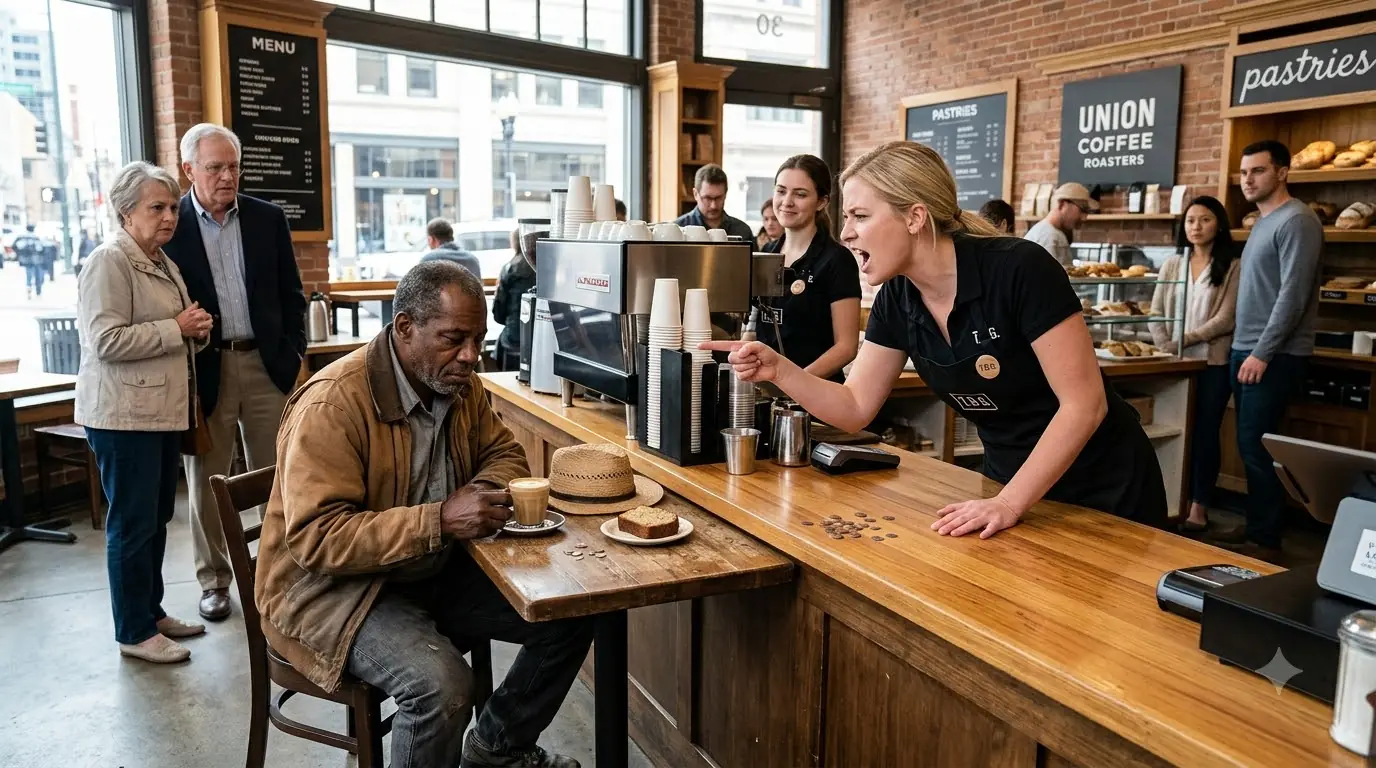 The Cashier Shamed the Old Man Counting Coins — Then She Learned Whose Name Was on Every Coffee Shop She Worked In