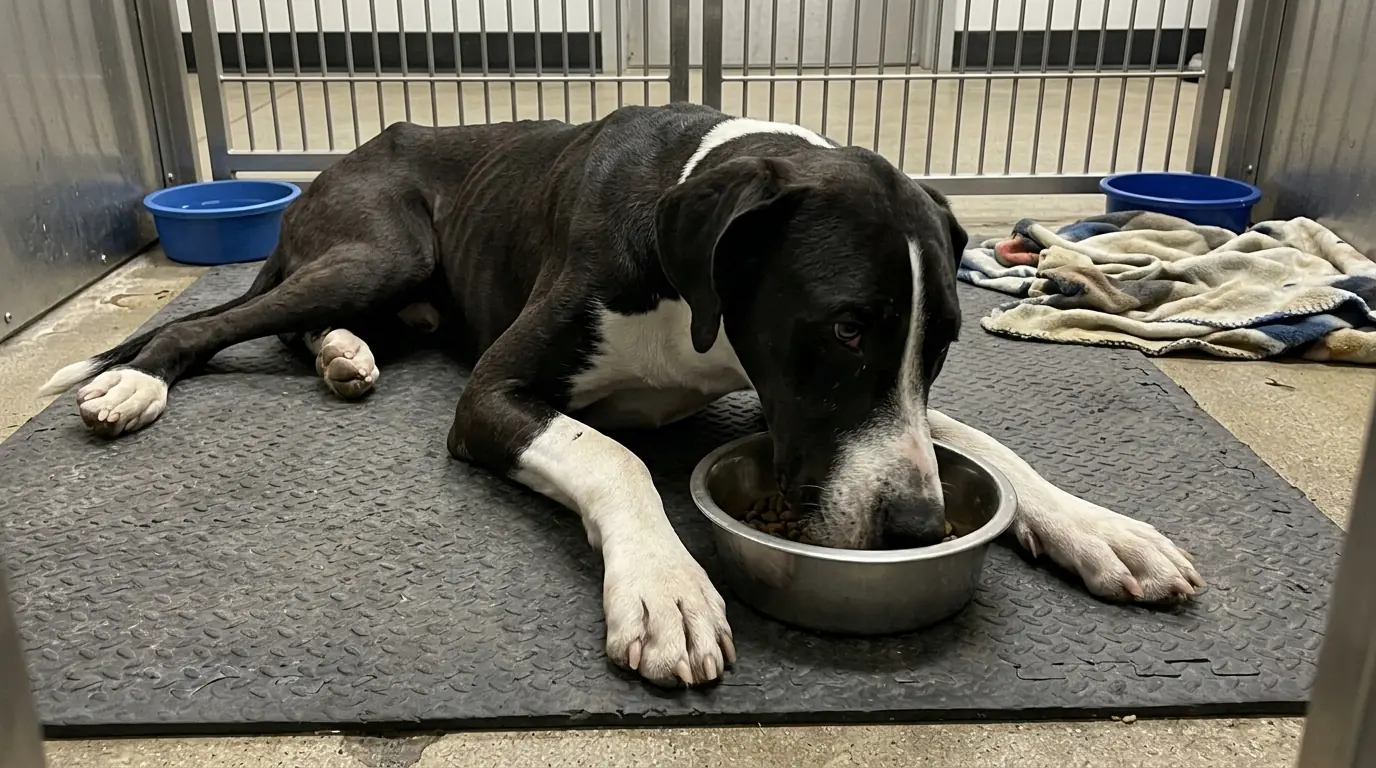 Otis Can Stand Again—But the Moment His Food Arrives, He Still Drops to the Floor