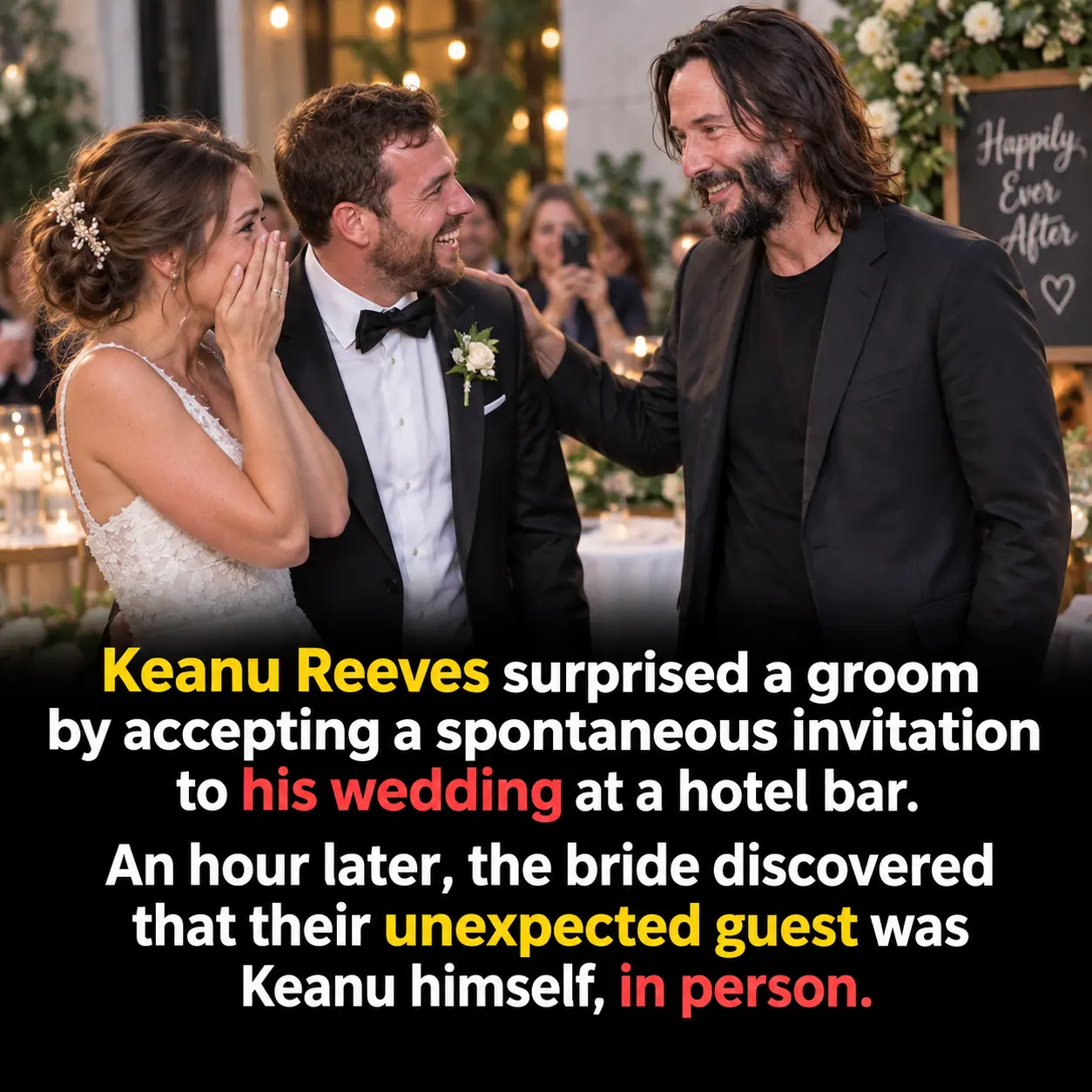 Keanu Reeves Surprised a Newlywed Couple by Showing Up at Their Wedding After a Casual Invitation