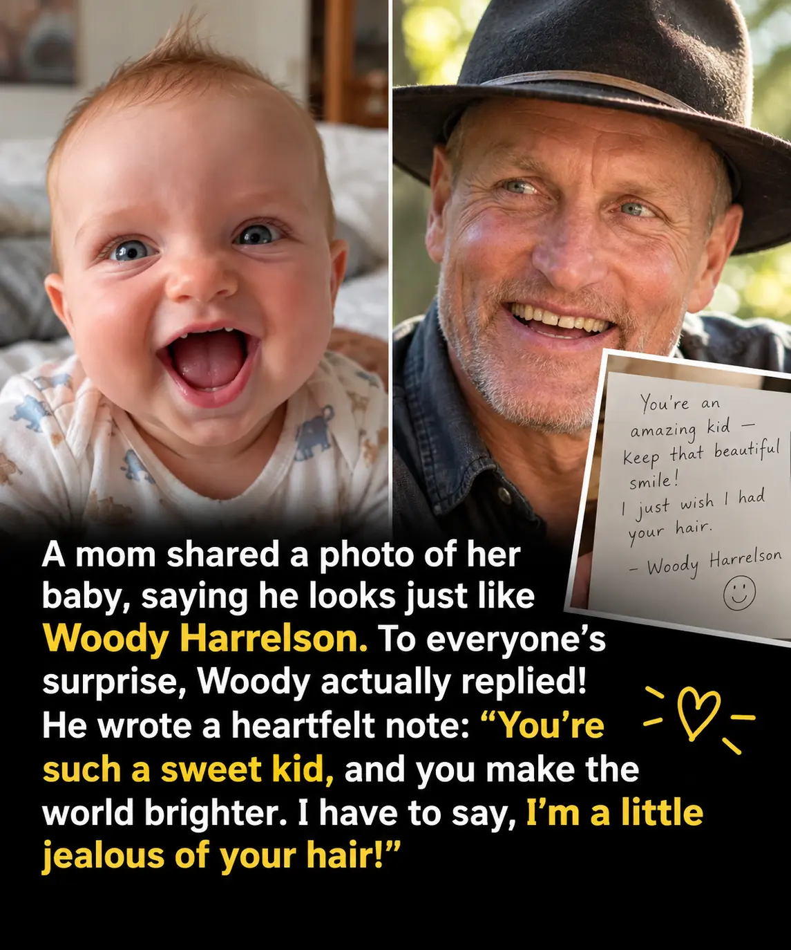 Woody Harrelson’s Adorable Response After a Baby Look-Alike Went Viral