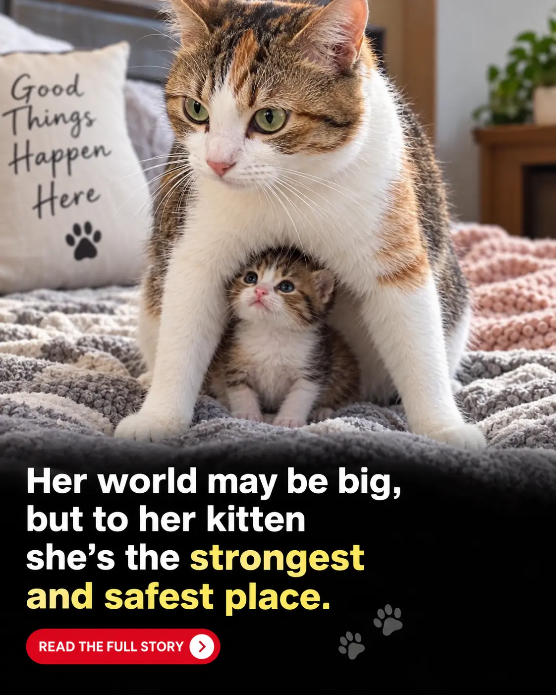 A Mother Cat’s Sweetest Instinct: Keeping Her Tiny Kitten Safe ❤️🐱