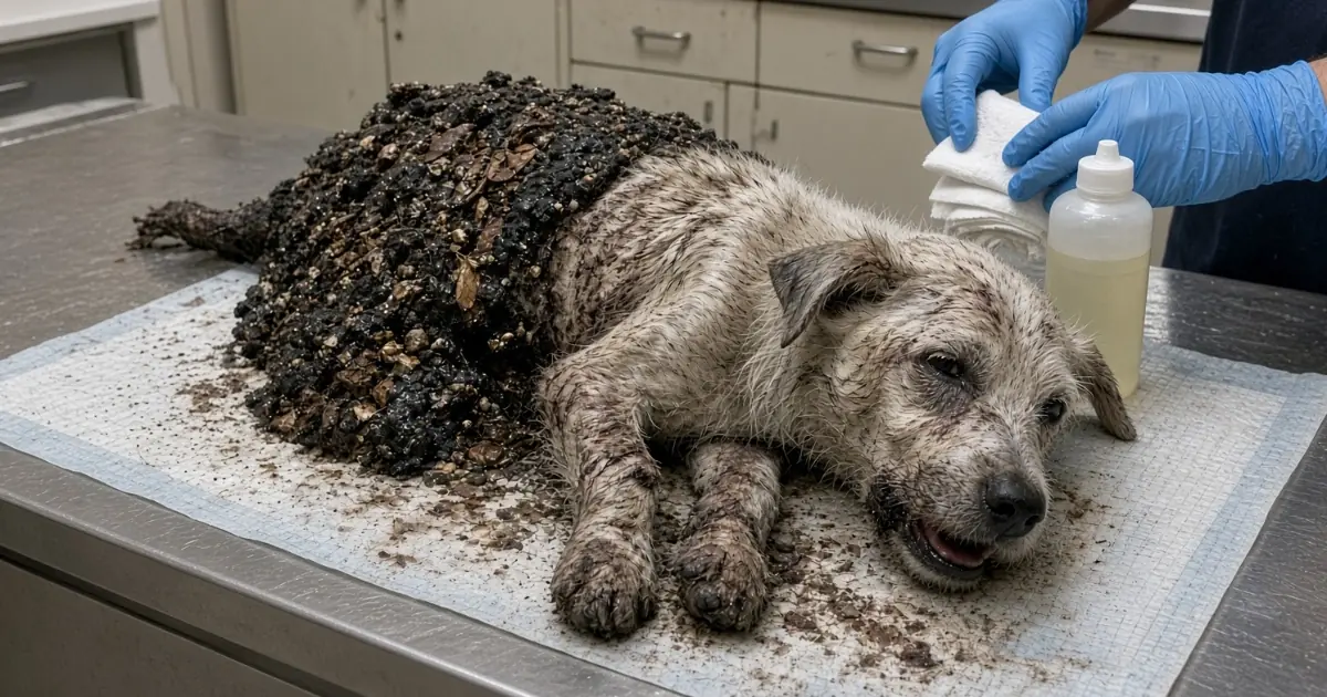 Ollie Arrived With Both Hind Legs Trapped in Roofing Tar—Rescuers Had to Act Before He Lost Them
