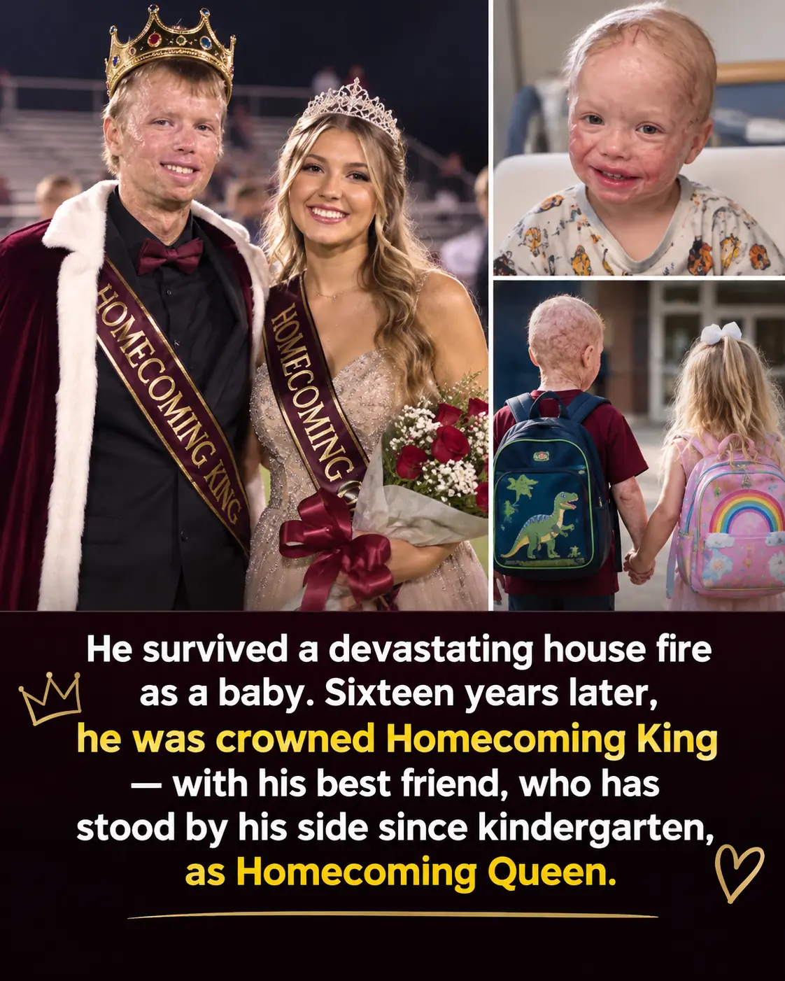 Burn Survivor Who Defied the Odds Is Crowned Homecoming King 16 Years After a Devastating House Fire