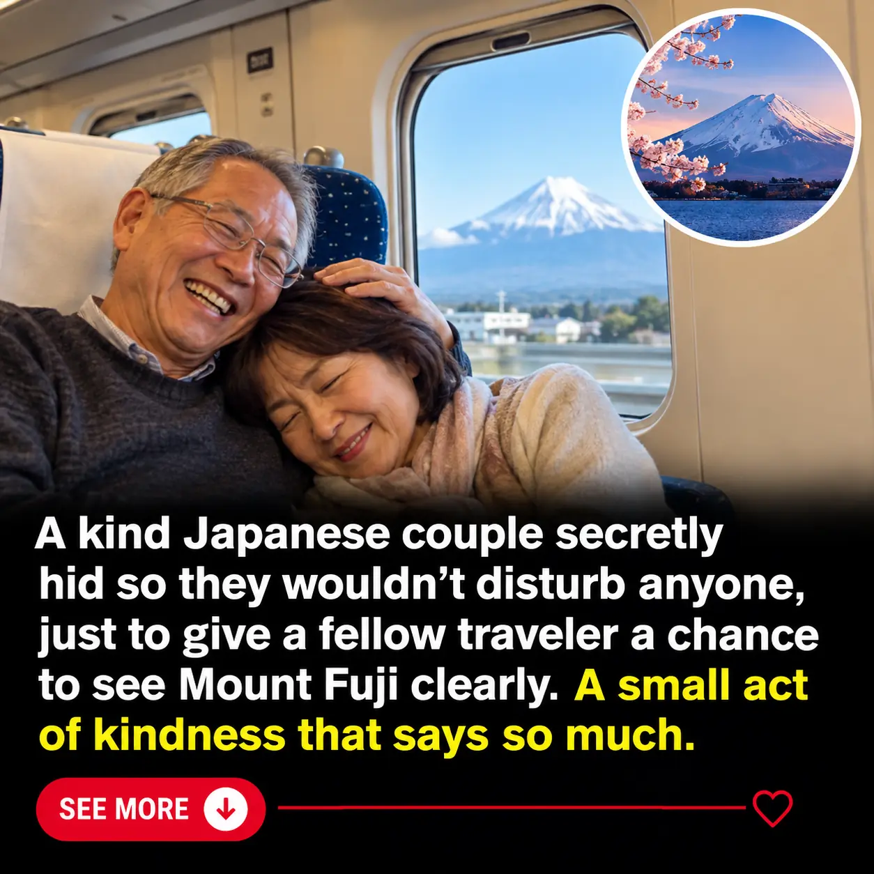 **Japanese Couple Quietly Ducks Down So a Stranger Can Capture the Perfect Mount Fuji Photo**