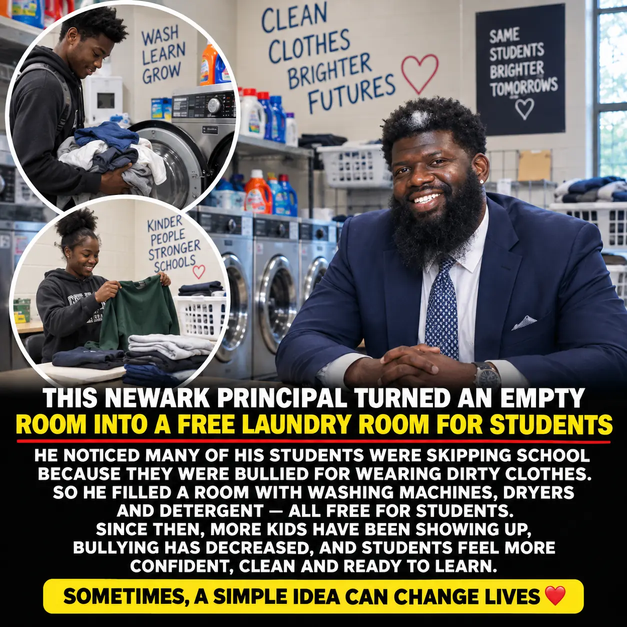 A Principal Discovered Students Were Missing School Because of Dirty Clothes — So He Built a Free Laundromat Inside the School