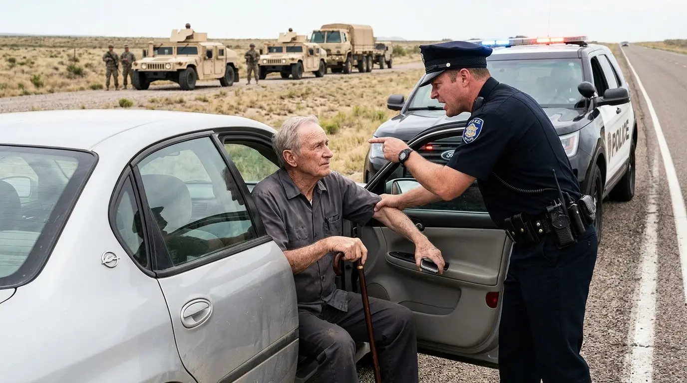 A Cop Dragged an Elderly Man From His Car — Then Everyone on the Highway Suddenly Stood at Attention