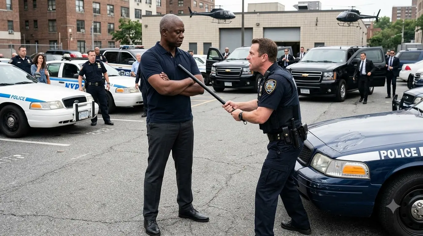 A Cop Raised His Baton at a Man Outside the Precinct — Then the Entire Parking Lot Suddenly Went Silent
