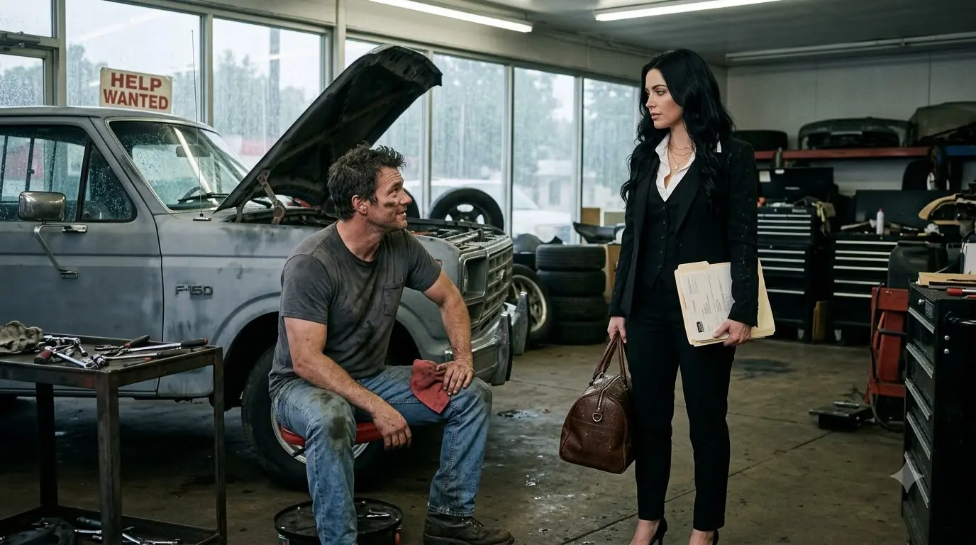 She Walked Into a Single Dad’s Auto Shop Looking for Work — His First Sentence Nearly Made Her Leave Forever