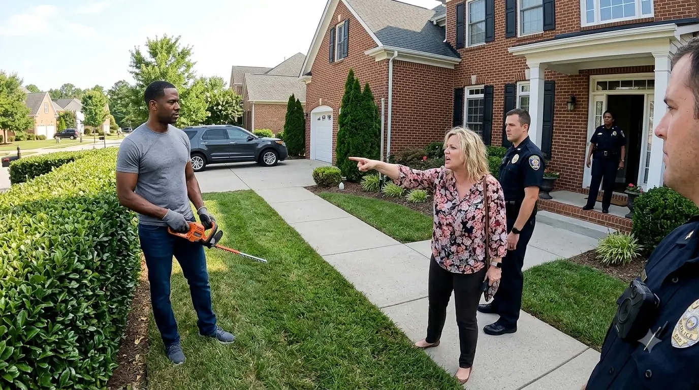 She Called the Police on a Man for Trimming Hedges — Then the Front Door Opened and the Police Chief Stepped Out