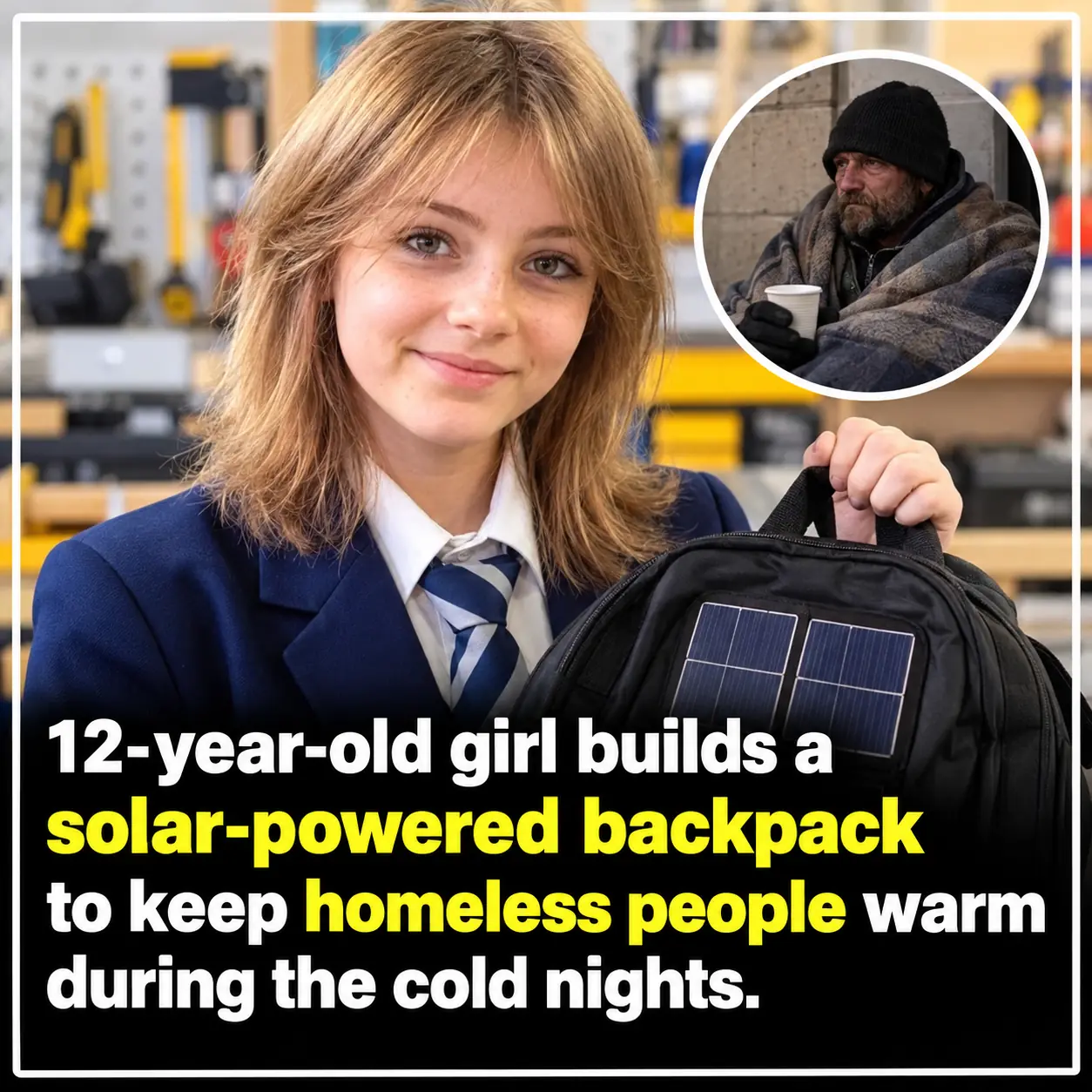 12-Year-Old Girl Designs Solar-Powered Heated Blanket to Help Homeless People Stay Warm