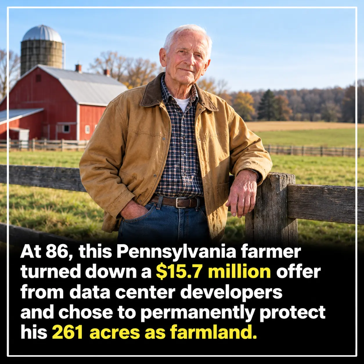 86-Year-Old Farmer Turns Down $15.7 Million to Preserve 261 Acres of Farmland for Future Generations