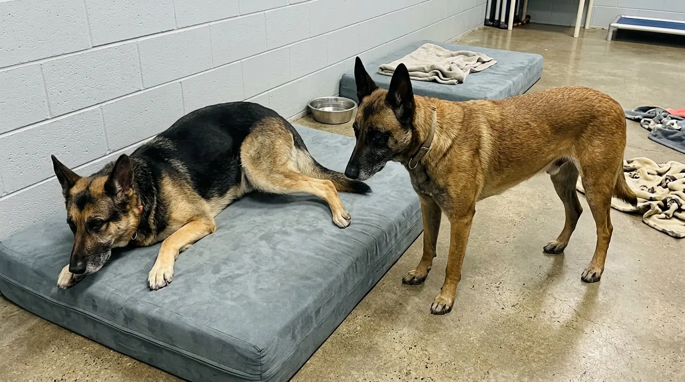 Rex Has a Bed of His Own — But He Stays on His Feet Until Nova’s Shaking Finally Stops