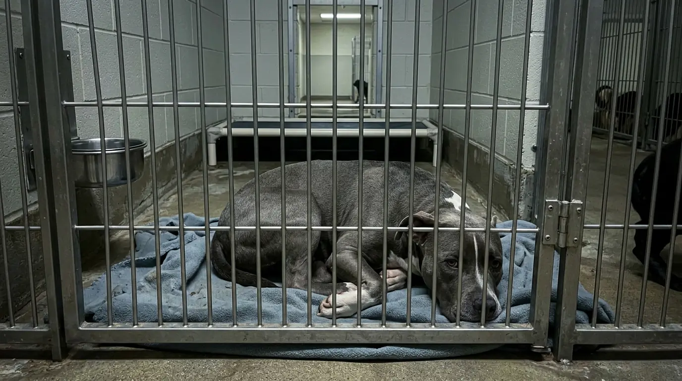 Maggie Has 48 Hours Left — Every Night, She Drags Her Blanket to the Kennel Gate and Sleeps There
