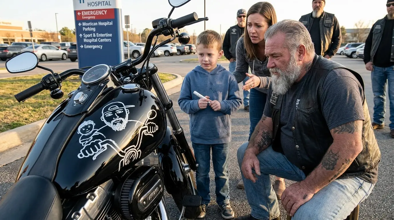 An Eight-Year-Old Drew on a Biker’s Prized Harley — Then the Biker Found the Blue Band His Father Had Never Told Anyone About