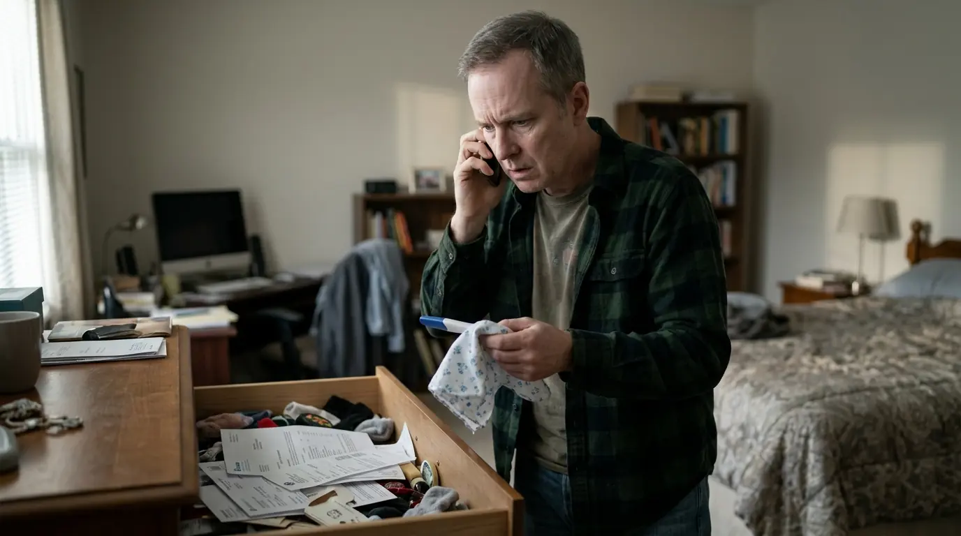 I opened the drawer for a document and found my wife's pregnancy test, but I can't have kids