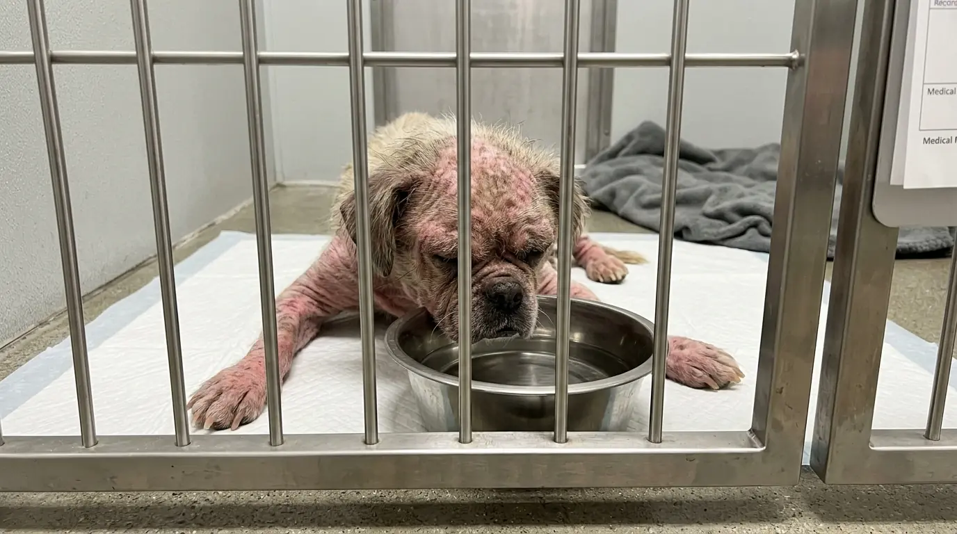Nugget Keeps Falling Asleep With His Face Over the Water Bowl—He’s Too Weak to Finish Drinking Before His Body Gives Out